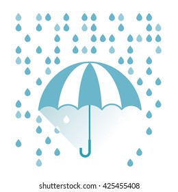 Raining Day Concept - Umbrella Raining Season Design Logo Vector 