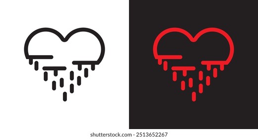 Raining heart. Logo. Tattoos. Illustration