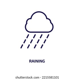 raining icon from ecology collection. Thin linear raining, rain, water outline icon isolated on white background. Line vector raining sign, symbol for web and mobile