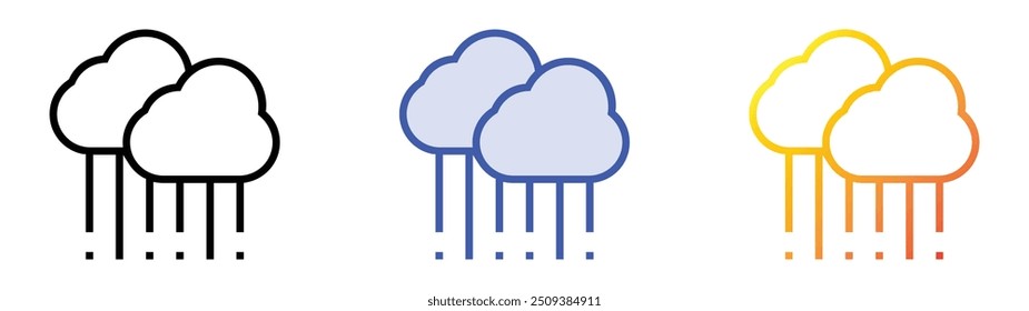 raining icon. Linear, Blue Fill and Gradient Style Design Isolated On White Background