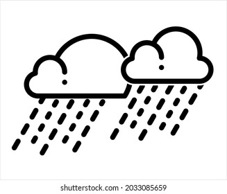 Icono De Lluvia, Agua Líquida Cayendo De Nube En Forma De Droplets Vector Ilustración De Arte