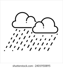 Raining Icon, Liquid Water Falling Form Cloud In The Form Of Droplets Vector Art Illustration