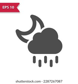 Raining Icon. Rain, Cloud, Moon, Night, Weather, Raindrop. Professional, pixel perfect icon, EPS 10 format.