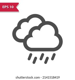 Raining Icon - Rain, Weather, Cloud, Cloudy, Raindrop, Droplet. Professional, Pixel Perfect Icon, EPS 10 Format.