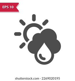 Raining Icon - Rain, Weather, Cloud, Cloudy, Sun, Sunny, Raindrop, Droplet. Professional, pixel perfect icon, EPS 10 format.