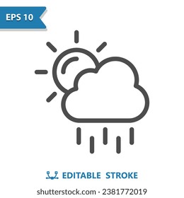 Raining Icon - Rain, Weather, Cloud, Cloudy, Sun, Sunny. Professional, pixel perfect icon, EPS 10 format.
