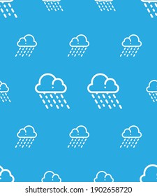 Raining Icon Seamless Pattern, Liquid Water Falling Form Cloud In The Form Of Droplets Vector Art Illustration