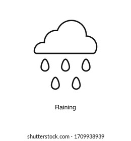 Raining icon vector on white background. Black icon illustration