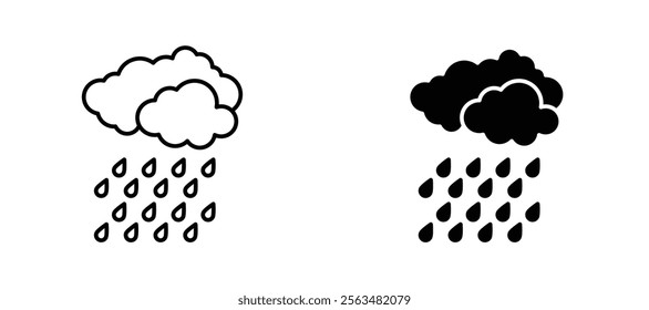 Raining icons in outline and fill. vector illustration for ui.