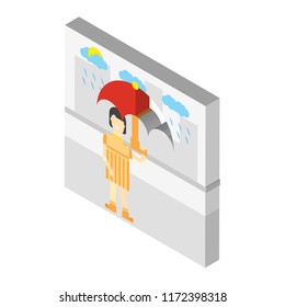Raining isometric left top view 3D icon