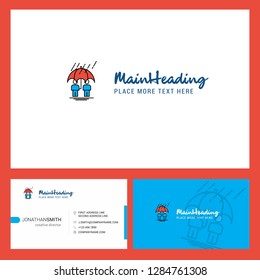 Raining Logo design with Tagline & Front and Back Busienss Card Template. Vector Creative Design