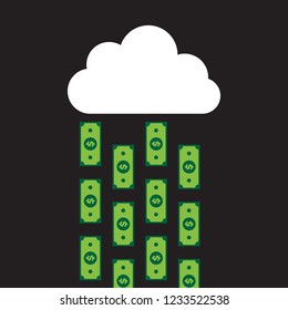 Raining money cloud illustration