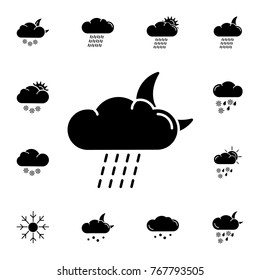 raining night icon. Set of weather sign icons. Web Icons Premium quality graphic design. Signs, outline symbols collection, simple icons for websites, web design, mobile app on white background