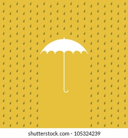 Raining On A Umbrella - Illustration