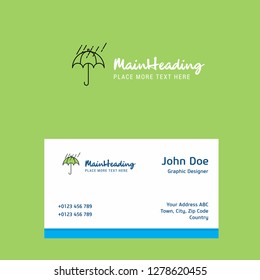 Raining and Umbrella logo Design with business card template. Elegant corporate identity. - Vector