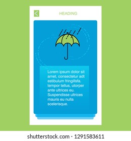 Raining and Umbrella mobile vertical banner design design. Vector