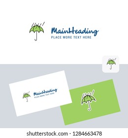 Raining and Umbrella vector logotype with business card template. Elegant corporate identity. - Vector