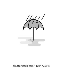 Raining and Umbrella Web Icon. Flat Line Filled Gray Icon Vector