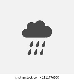 Raining vector icon cloud with rain drops for weather and raining icon