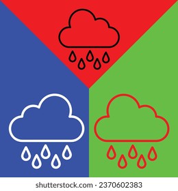 Raining Vector Icon, Lineal style icon, from Agriculture icons collection, isolated on Red, Blue and Green Background.