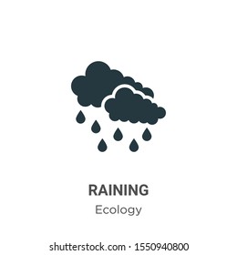 Raining vector icon on white background. Flat vector raining icon symbol sign from modern ecology collection for mobile concept and web apps design.