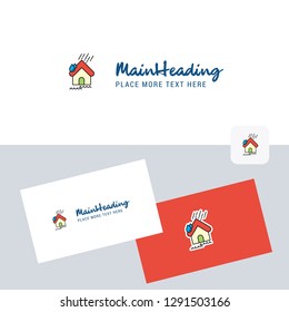 Raining vector logotype with business card template. Elegant corporate identity. - Vector