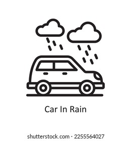 Raining  vector Outline Icon Design illustration. Car Accident Symbol on White background EPS 10 File