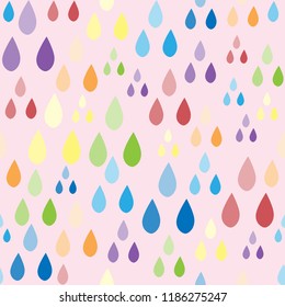 rainning rainbow seamless pattern on pink background.