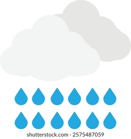 Rainny Cloud Weather Icon Vector Flat Illustration