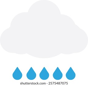 Rainny Cloud Weather Icon Vector Flat Illustration