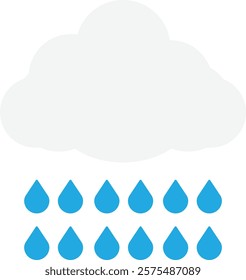 Rainny Cloud Weather Icon Vector Flat Illustration