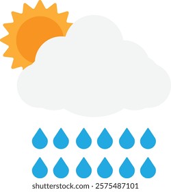 Rainny Cloud Weather Icon Vector Flat Illustration