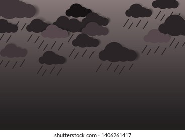 rainny clouds vector with dark sky background