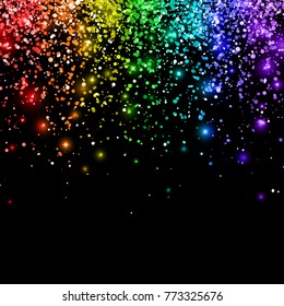 Rainow confetti on black background. Vector