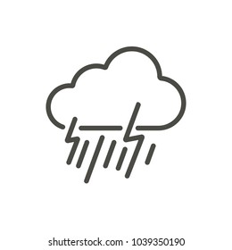 Rainstorm icon vector. Line storm symbol. Trendy flat outline ui sign design. Thin linear graphic pictogram for web site, mobile application. Logo illustration. Eps10.