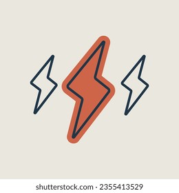 Rainstorm lightning vector icon. Meteorology sign. Graph symbol for travel, tourism and weather web site and apps design, logo, app, UI