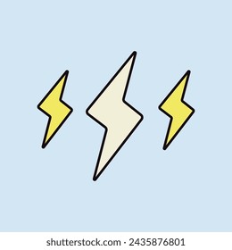 Rainstorm lightning vector icon. Meteorology sign. Graph symbol for travel, tourism and weather web site and apps design, logo, app, UI