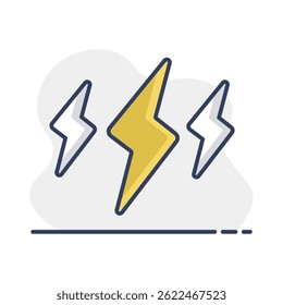 Vektorsymbol für Regensturm-Blitze. Meteorologiezeichen. Graph-Symbol für Reisen, Tourismus und Wetter Website und Apps Design, Logo, App, UI