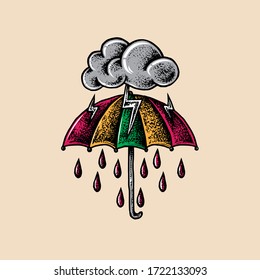 Rainstorm umbrella design Vector illustration