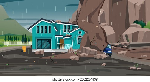 Rainstorms caused soil from the mountains to collapse on houses.