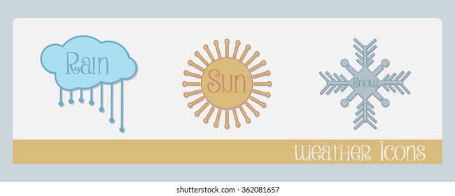 Rain,Sun,Snow Weather Icons Vector Design