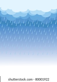 Rain.Vector Image With Dark Clouds In Wet Day