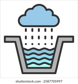 Rainwater Catchment Icon Element For Design