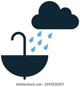 Rainwater collecting icon with a water droplet and container, symbolizing water conservation, sustainability, and eco-friendly resource management. Ideal for environmental and sustainable living
