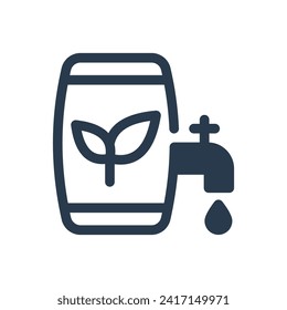 Rainwater Harvest Barrel Vector Icon Illustration