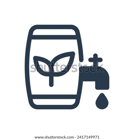 Rainwater Harvest Barrel Vector Icon Illustration