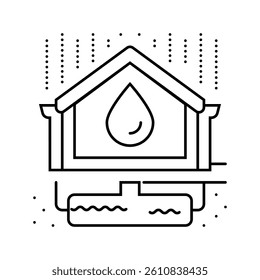 rainwater harvesting green building line icon vector. rainwater harvesting green building sign. isolated contour symbol black illustration