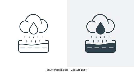 Rainwater Harvesting Icon Vector. Line and Solid Illustration of Water Conservation and Water Cycle