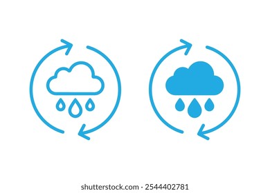 Rainwater harvesting icon vector. Rainwater harvesting icon outlined and solid style. Recycle water line icon.