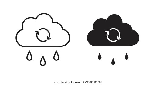 Ícones de coleta de água da chuva. Ícone linear de vetor isolado no plano de fundo branco.